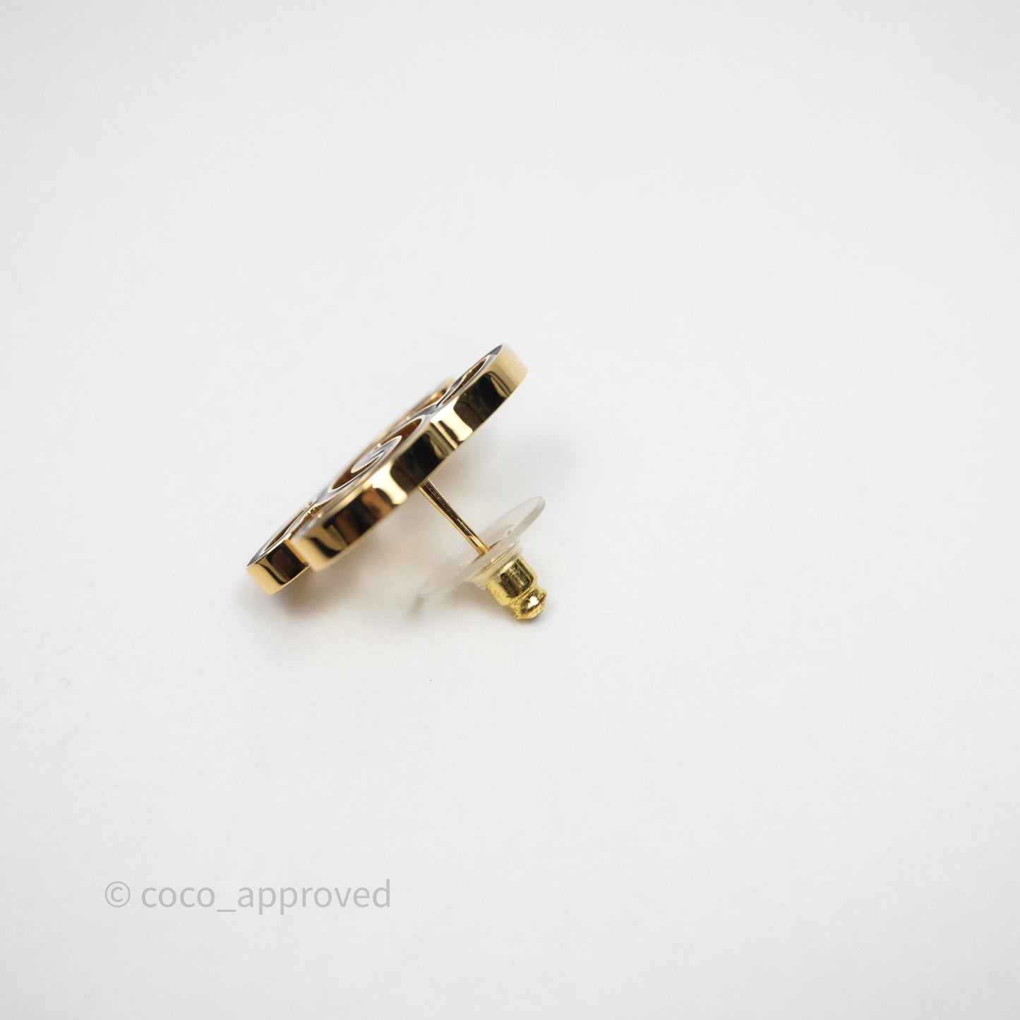 Chanel CC Black Resin Earrings Gold Tone 24A