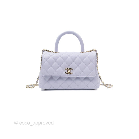 Chanel Small Coco Handle Lilac Caviar Gold Hardware