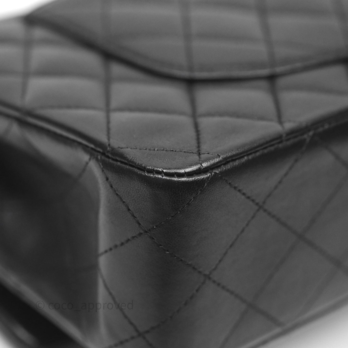 Chanel Classic M/L Medium Flap Quilted Black Lambskin Silver Hardware