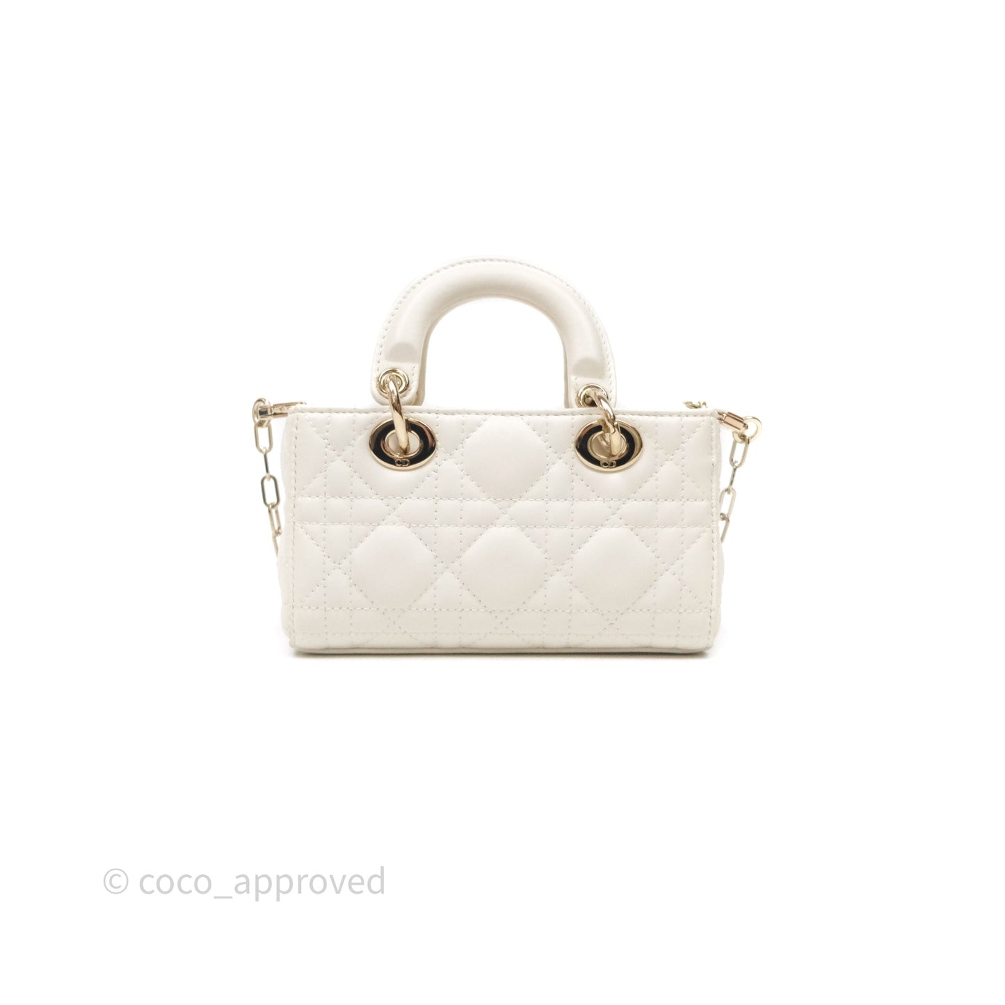 Christian Dior Micro Lady D-Joy Bag Latte Cannage Lambskin Gold Hardware
