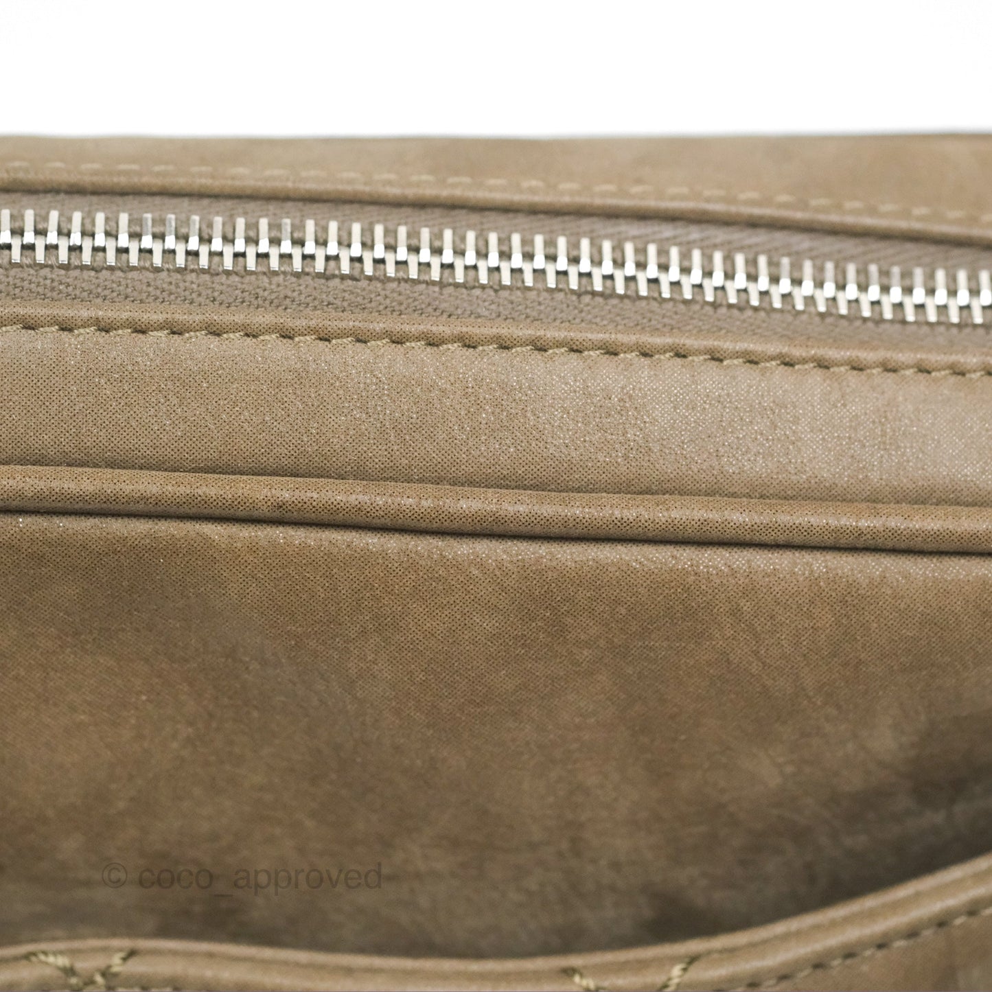 Chanel Quilted Camera Case Bag Iridescent Taupe Calfskin Silver Hardware