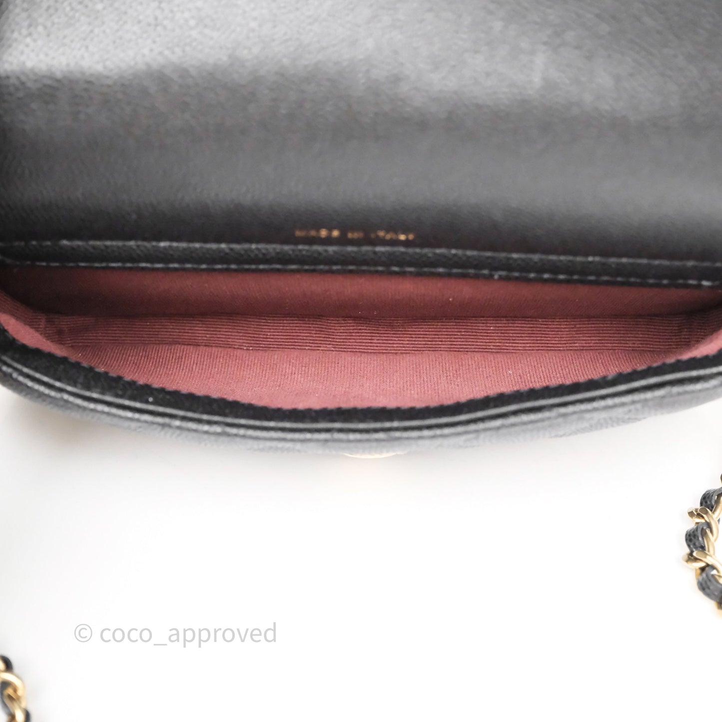 Chanel Classic Flap Phone Holder With Chain Black Caviar Gold Hardware