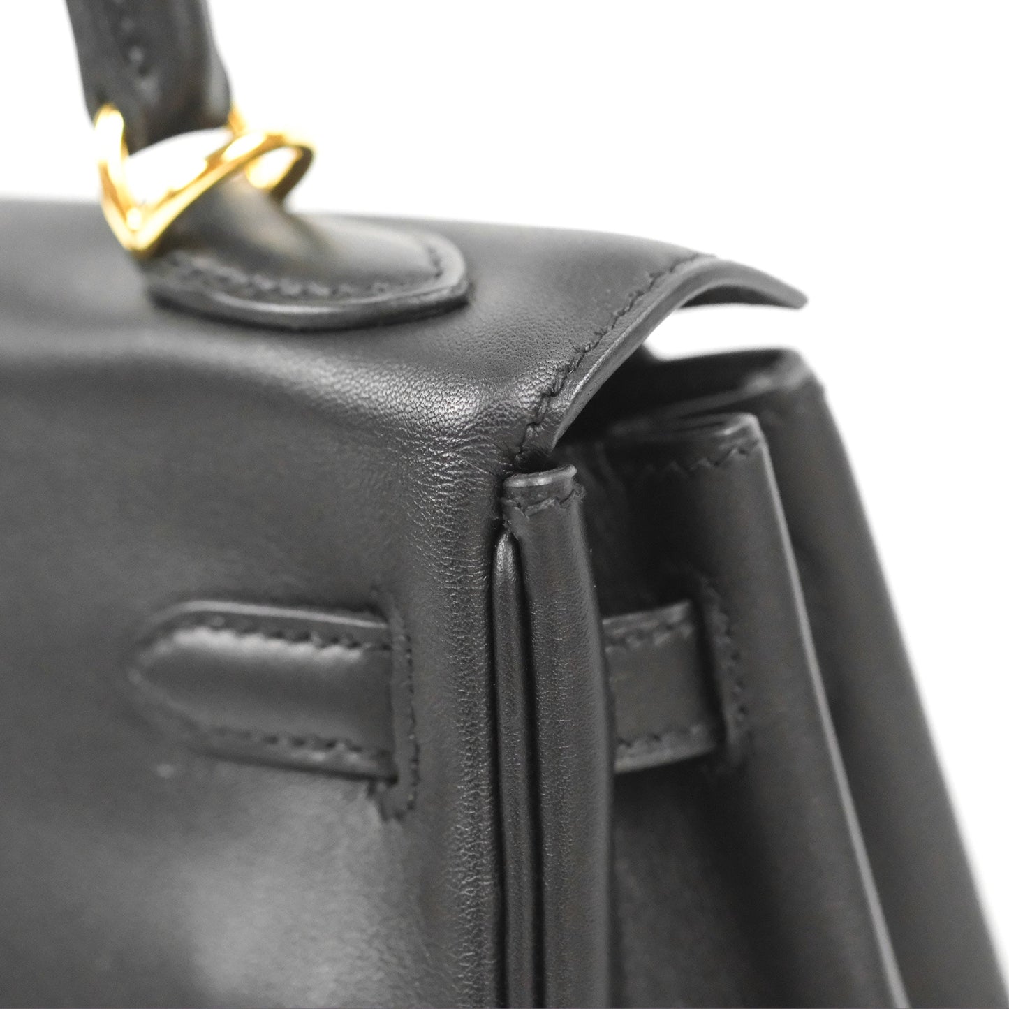 Hermès Retourne Kelly 25 Black Swift Gold Hardware