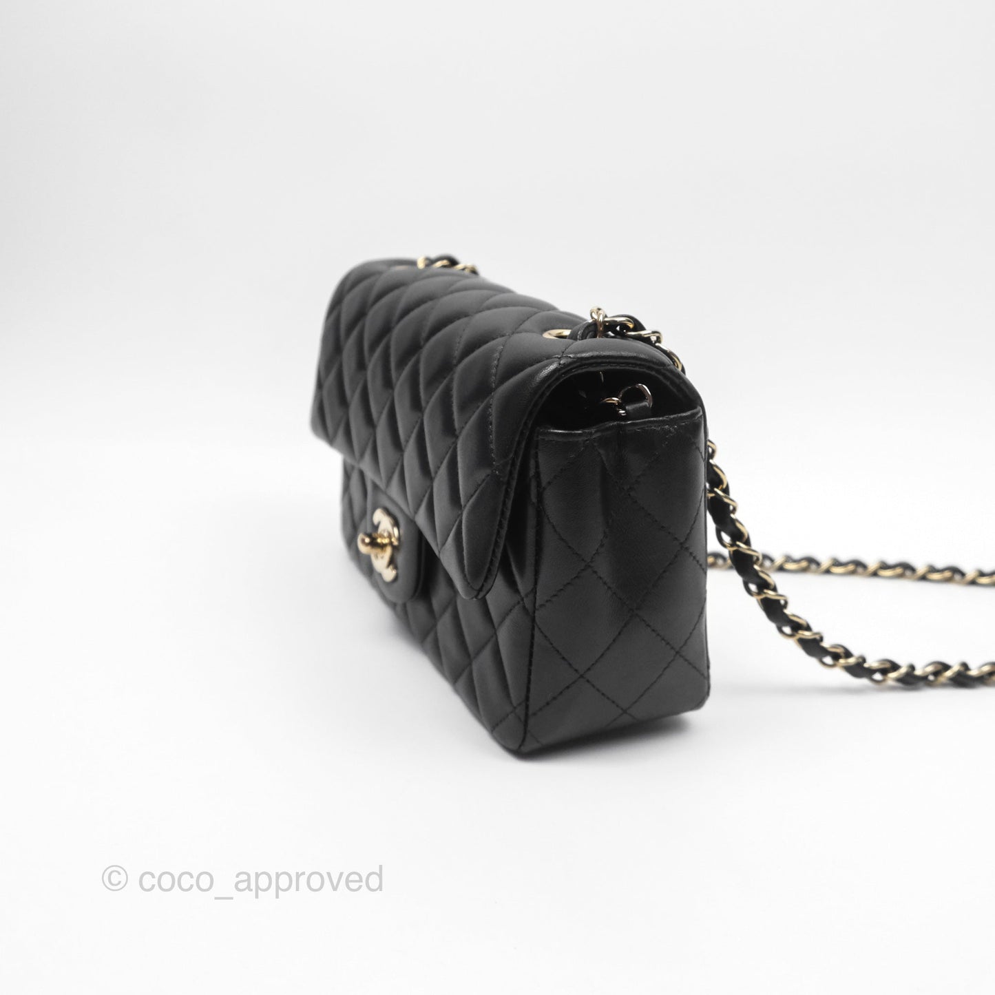 Chanel Quilted Mini Rectangular Flap Black Lambskin Gold Hardware