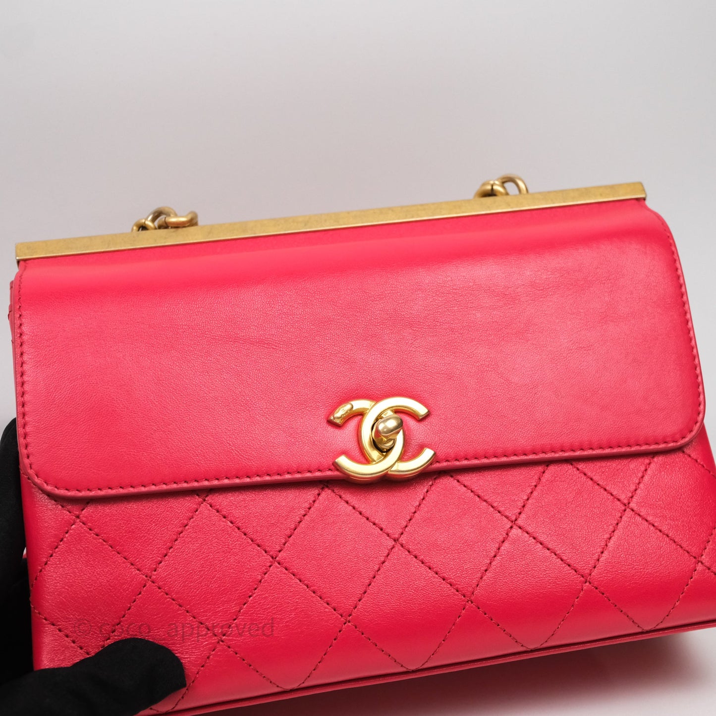 Chanel Small Coco Luxe Flap Bag Red Calfskin Aged Gold Hardware