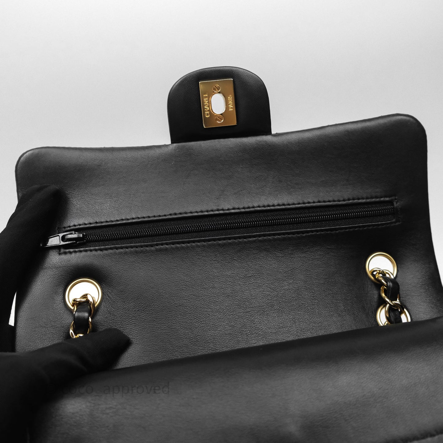 Chanel Small Classic Flap Quilted Black Lambskin Gold Hardware