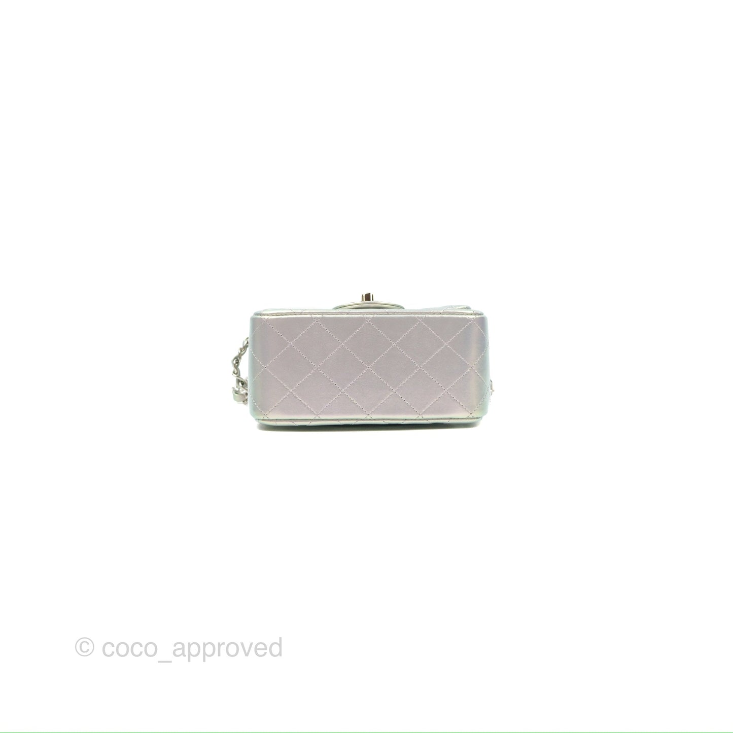Chanel Mini Square Quilted Iridescent Lilac Silver Hardware 21K