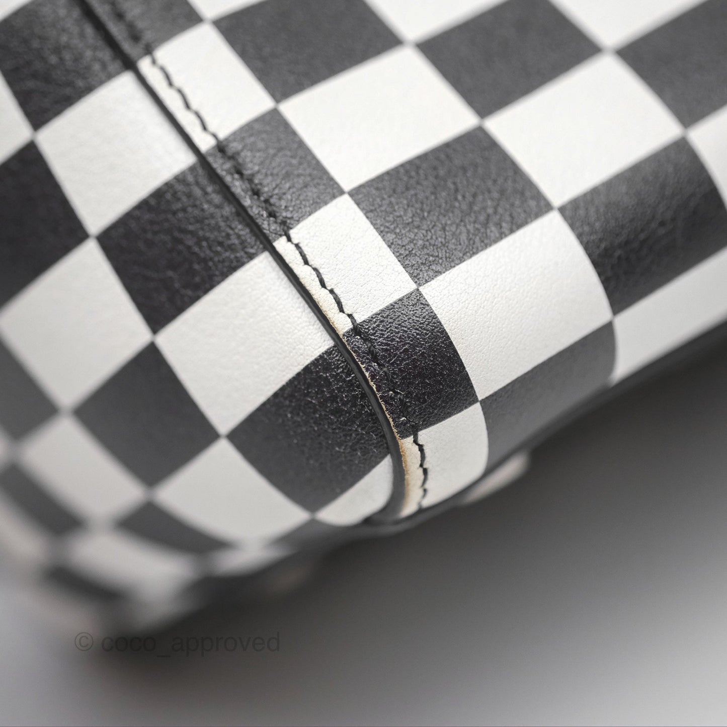 Christian Dior Medium Lady Dior Checkered Black/ White Calfskin