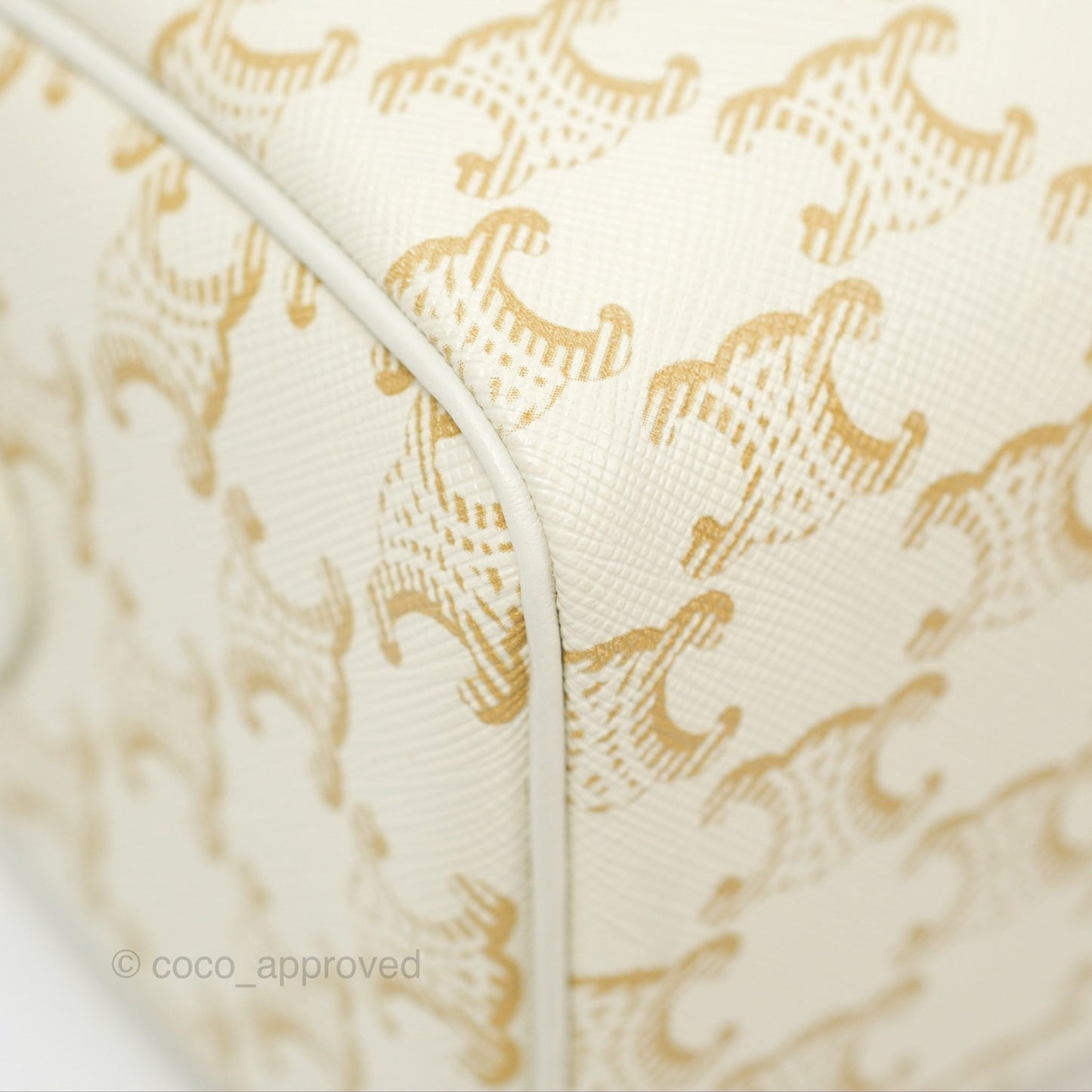 Celine Small Triomphe Canvas Boston Bag White Calfskin