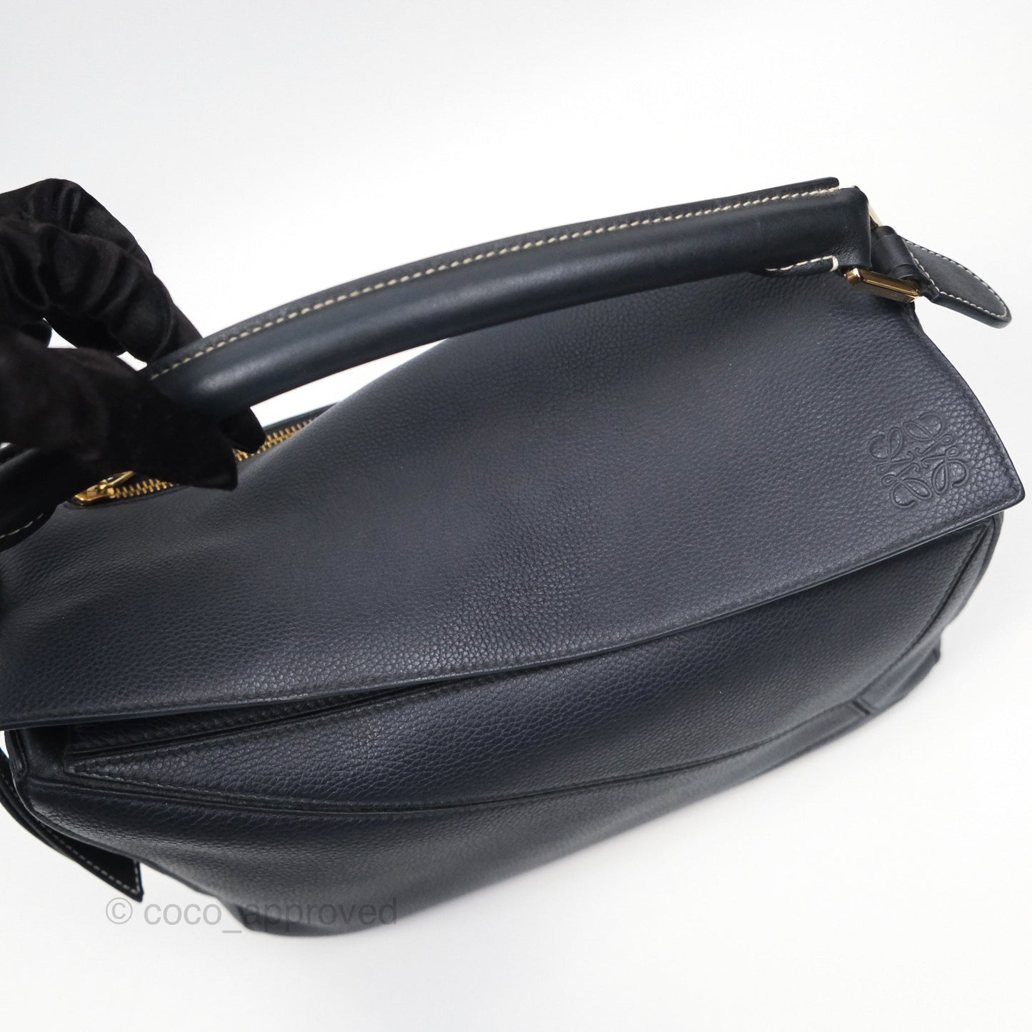 Loewe Medium Puzzle Bag Navy Calfskin Gold Hardware