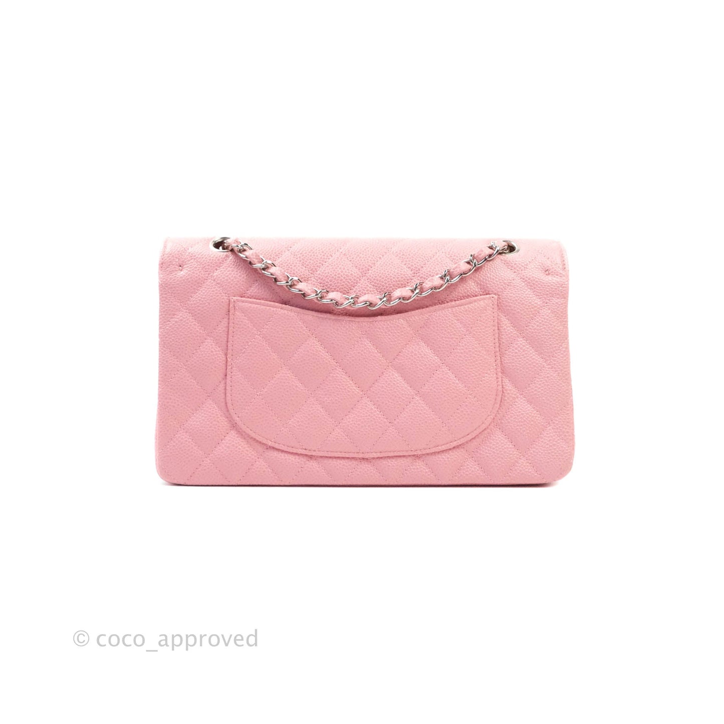 Chanel Quilted M/L Medium Double Flap Pink Caviar Silver Hardware