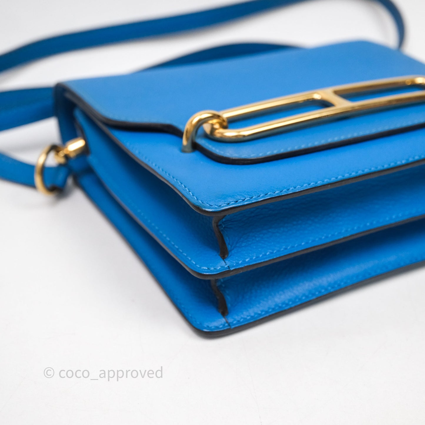 Hermès Roulis Mini 18 Bleu Zanzibar B3 Evercolor Gold Hardware