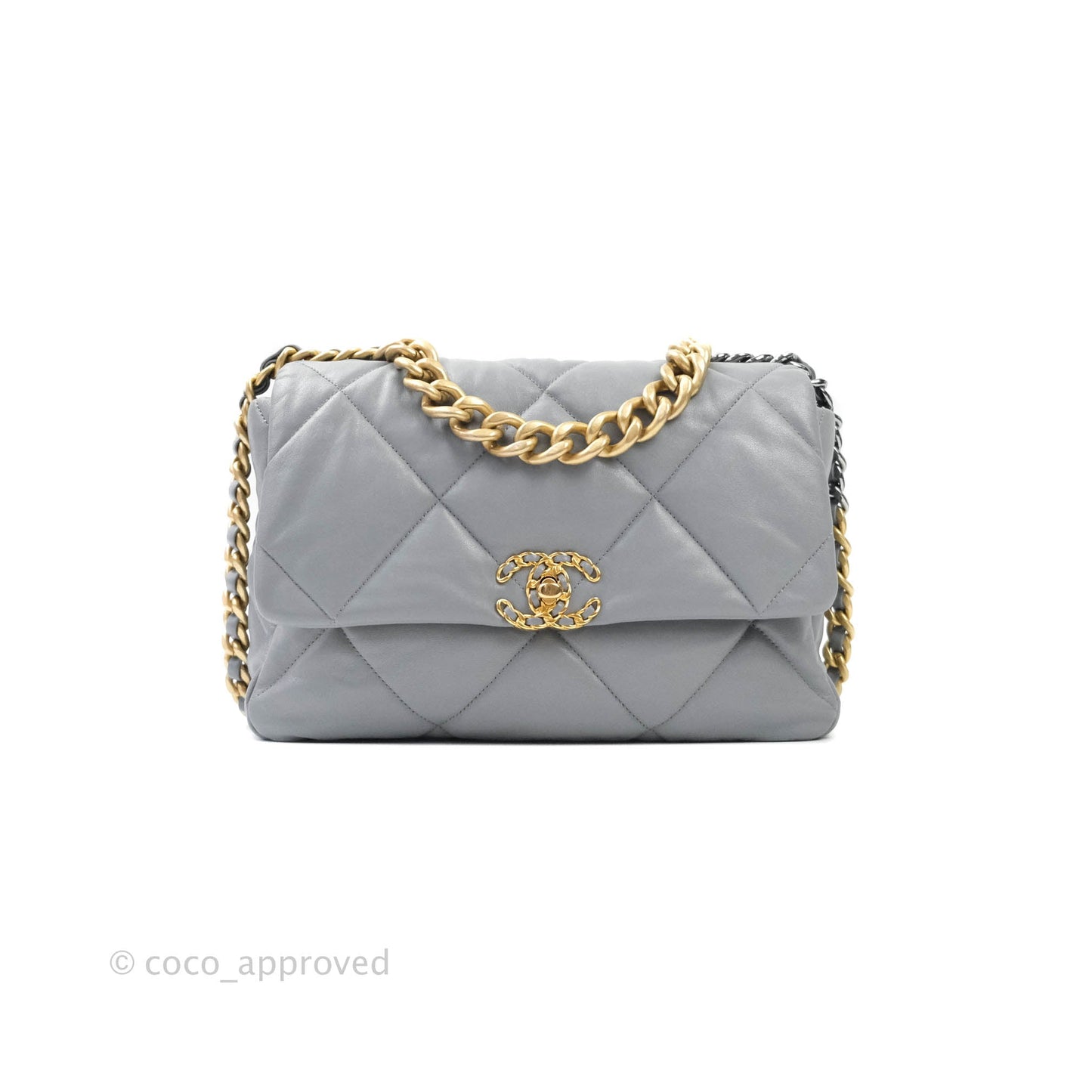 Chanel 19 Medium Grey Mixed Hardware Goatskin