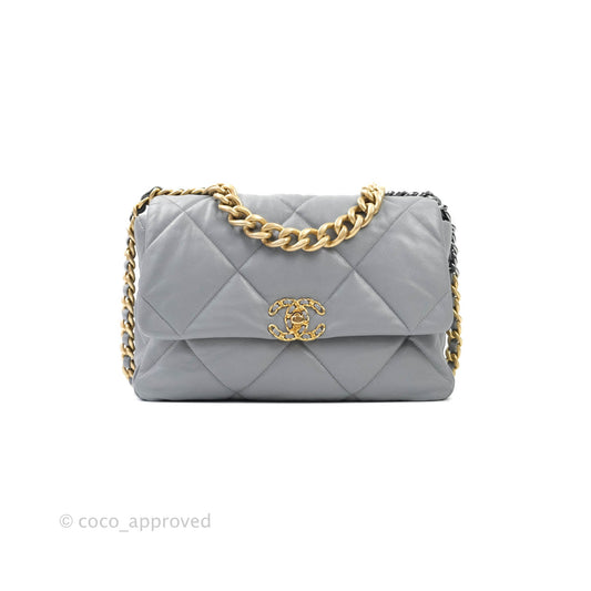 Chanel 19 Medium Grey Mixed Hardware Goatskin