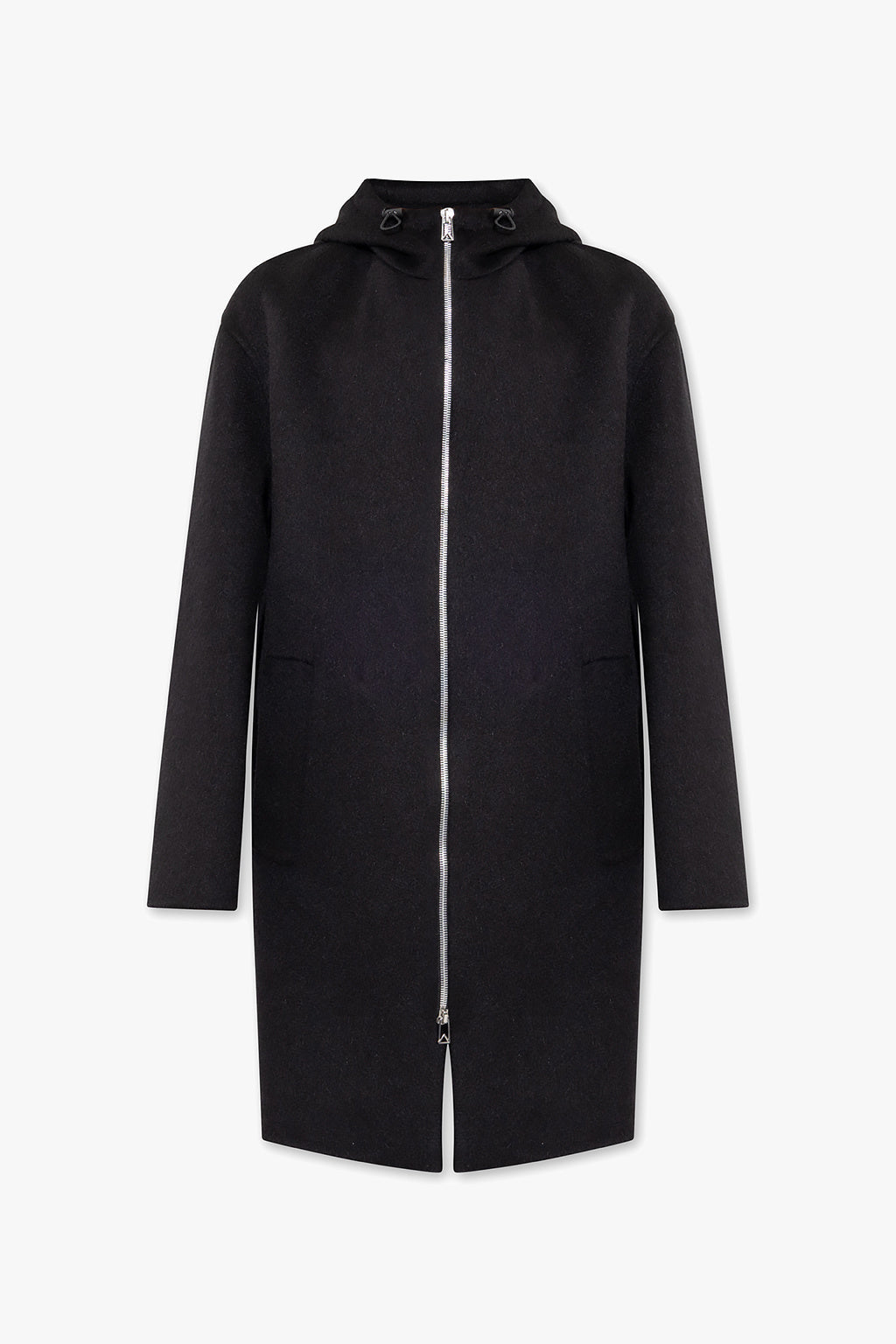 Luxury Bottega Veneta New Men's Wool Zip Up Coat In Black With Hood