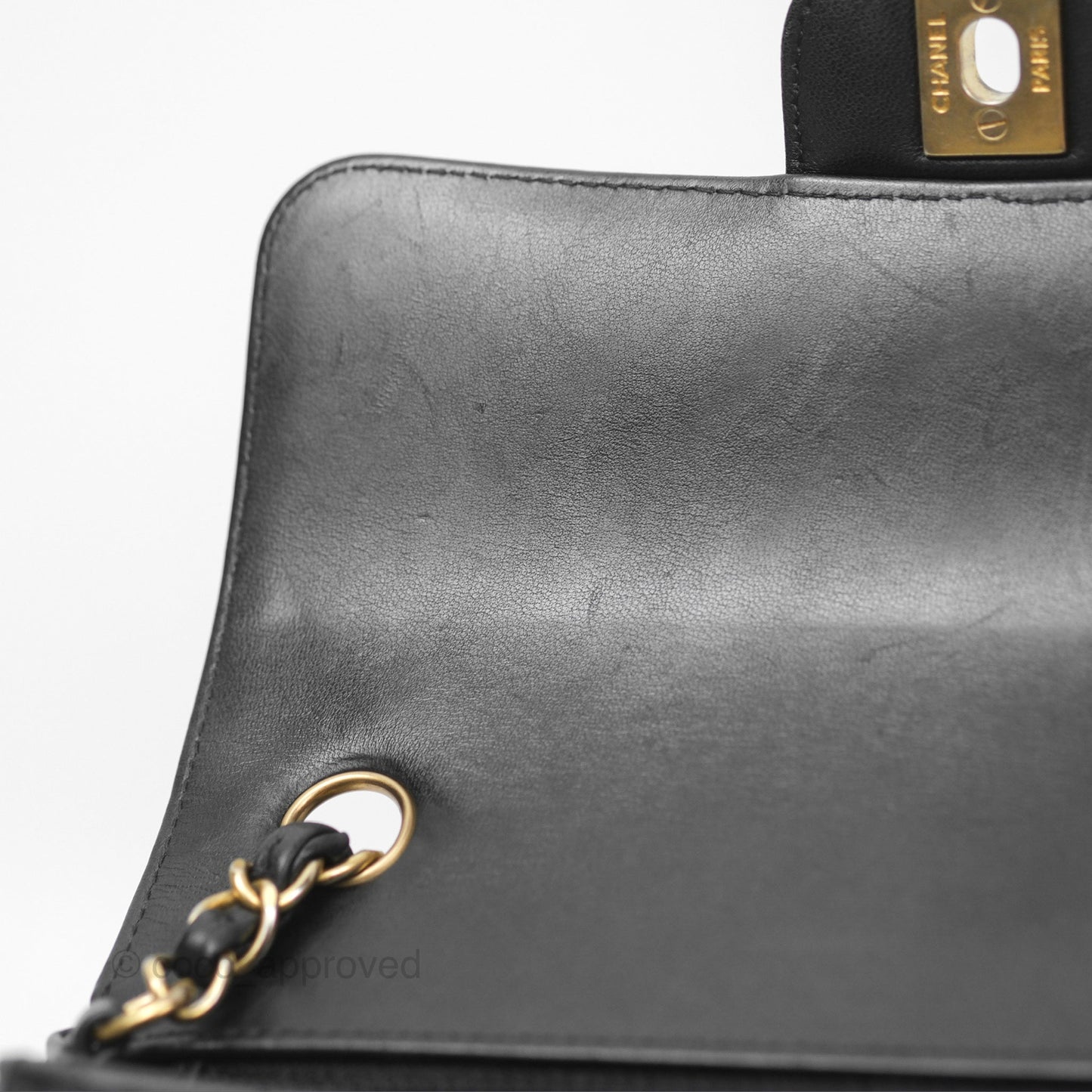 Chanel Chevron Mini Rectangular Black Lambskin Aged Gold Hardware