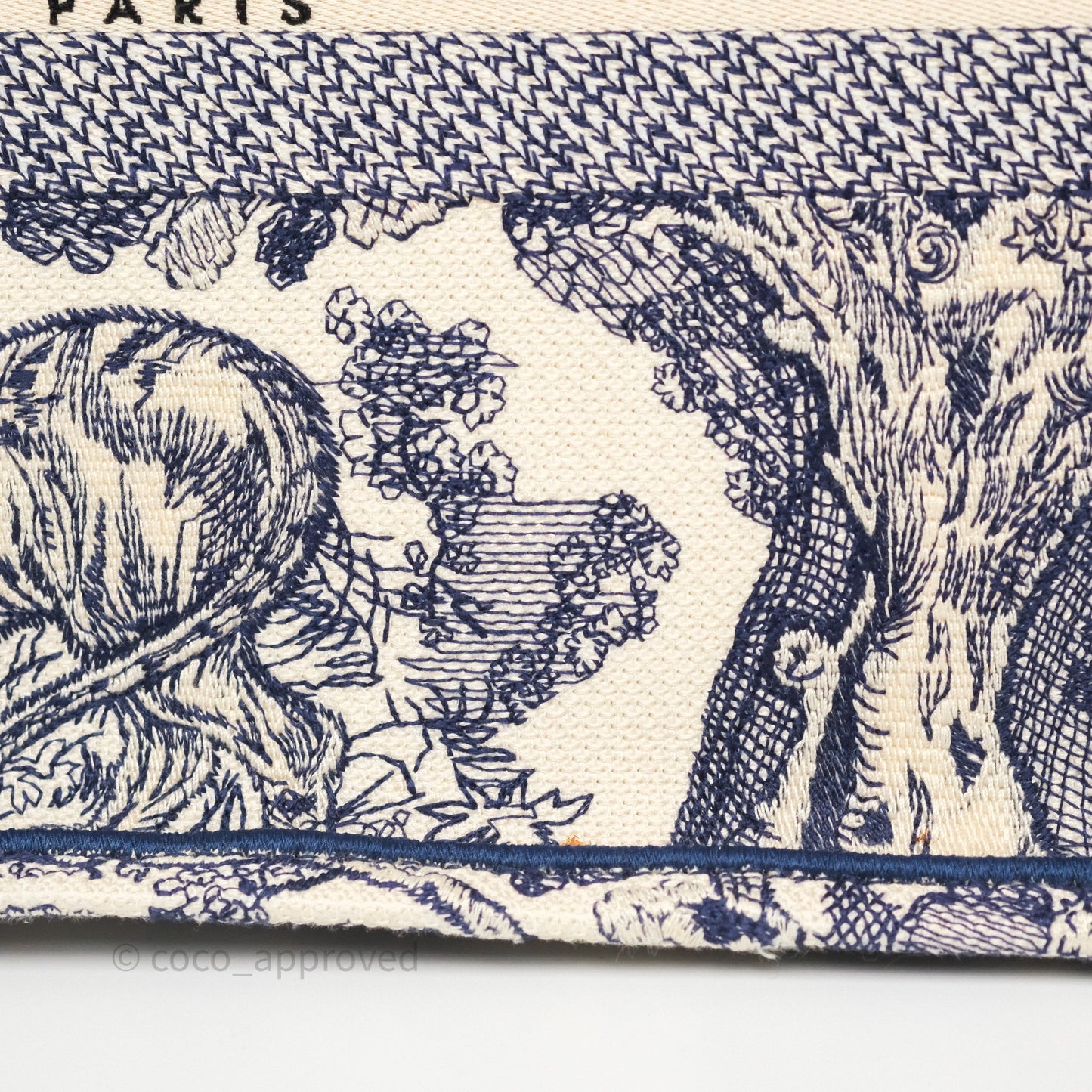 Dior Medium Book Tote White/Blue Toile De Jouy Embroidered Canvas