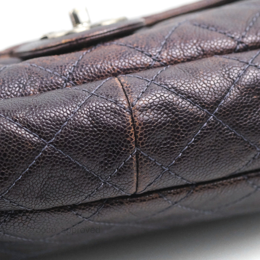 Chanel Jumbo Easy Flap Bag Caviar Dark Purple Ruthenium Hardware