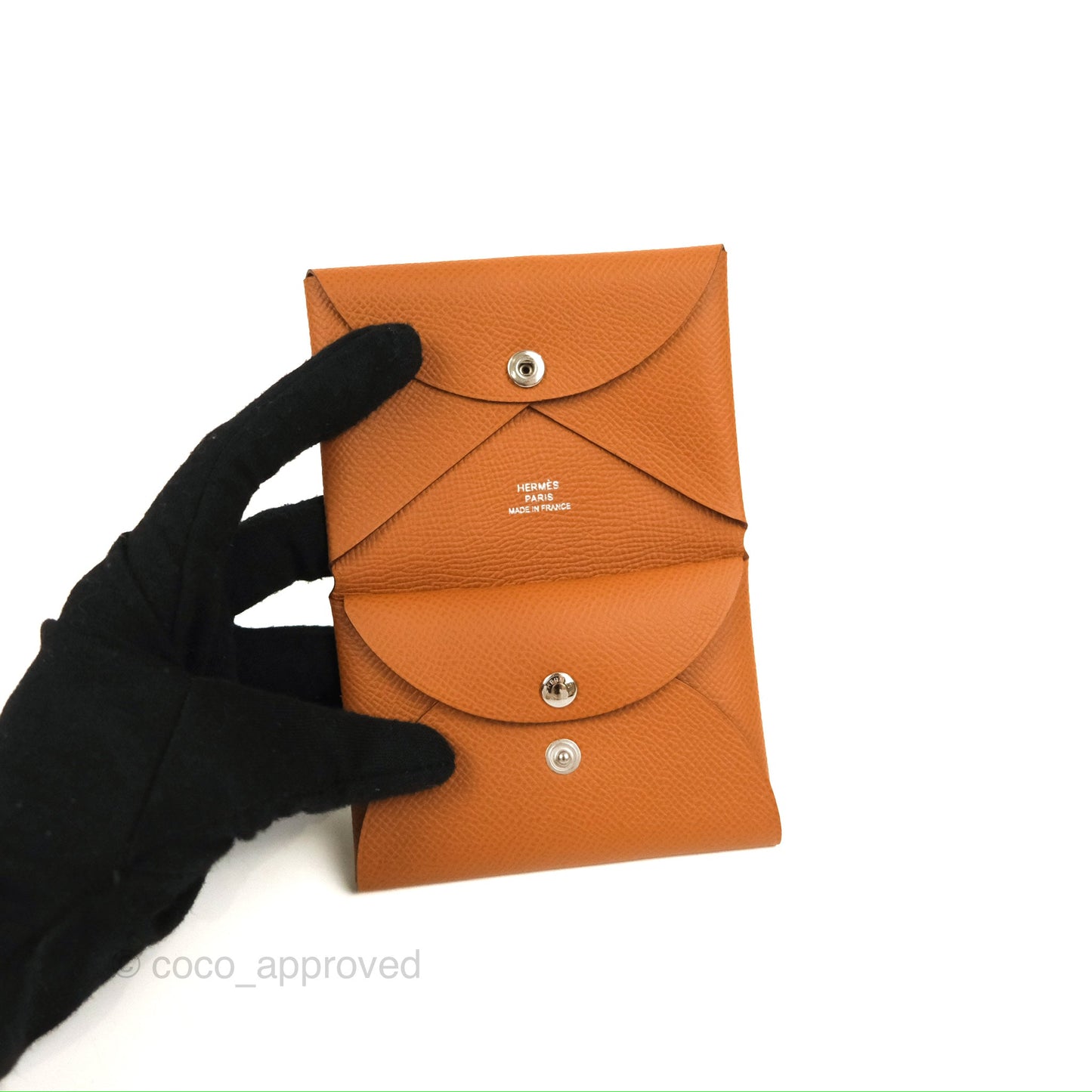 Hermès Calvi Duo Compact Card Holder Gold Epsom