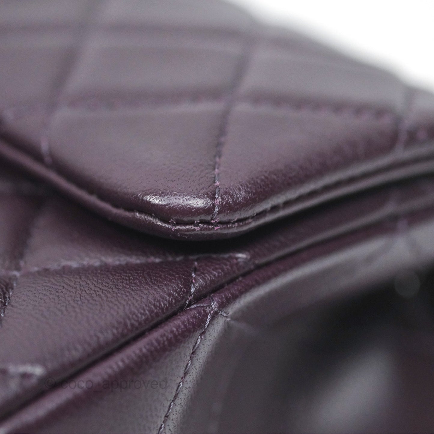 Chanel Mini Rectangular Quilted Dark Purple Lambskin Silver Hardware