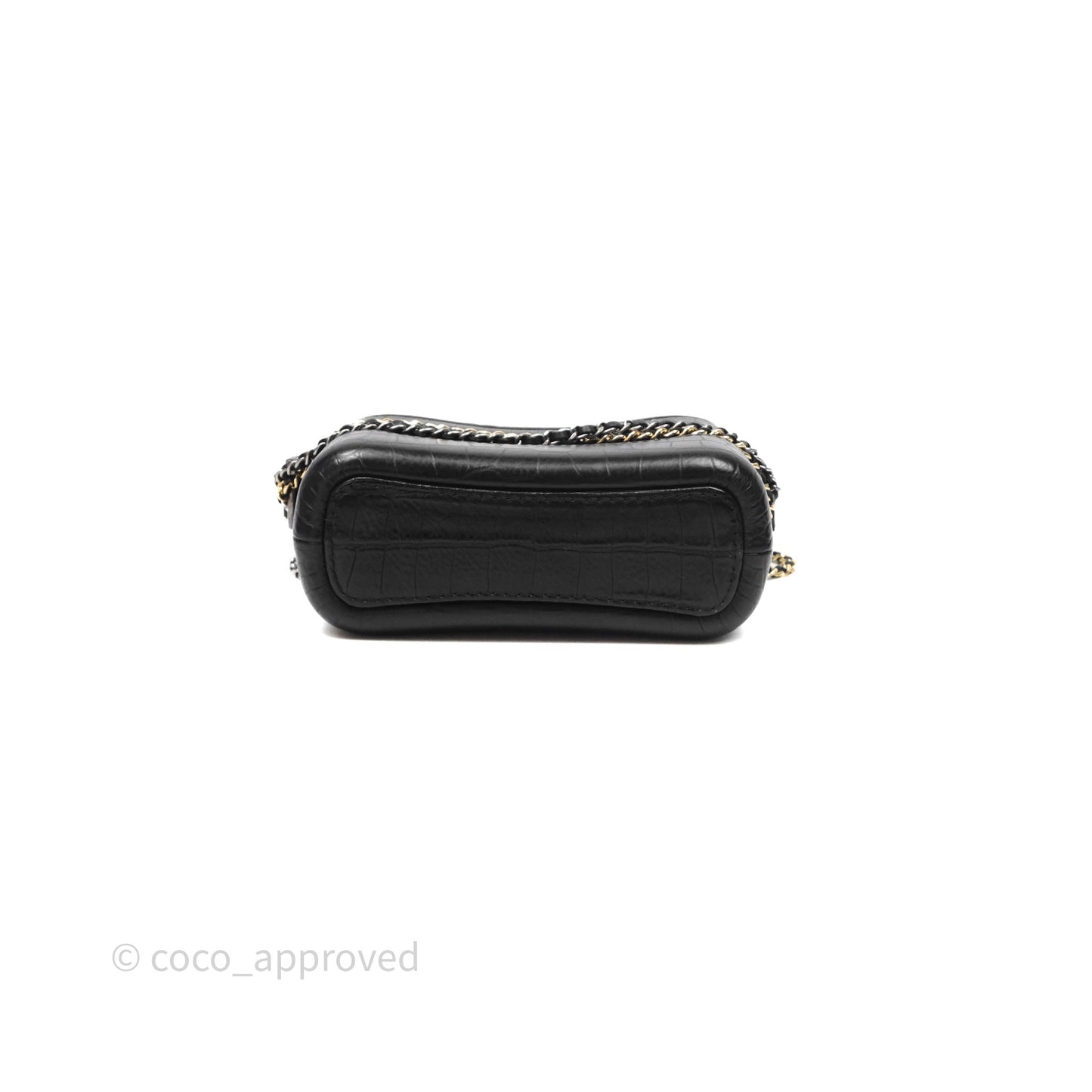 Chanel Crocodile Embossed Calfskin Small Gabrielle Cocodile Hobo Black