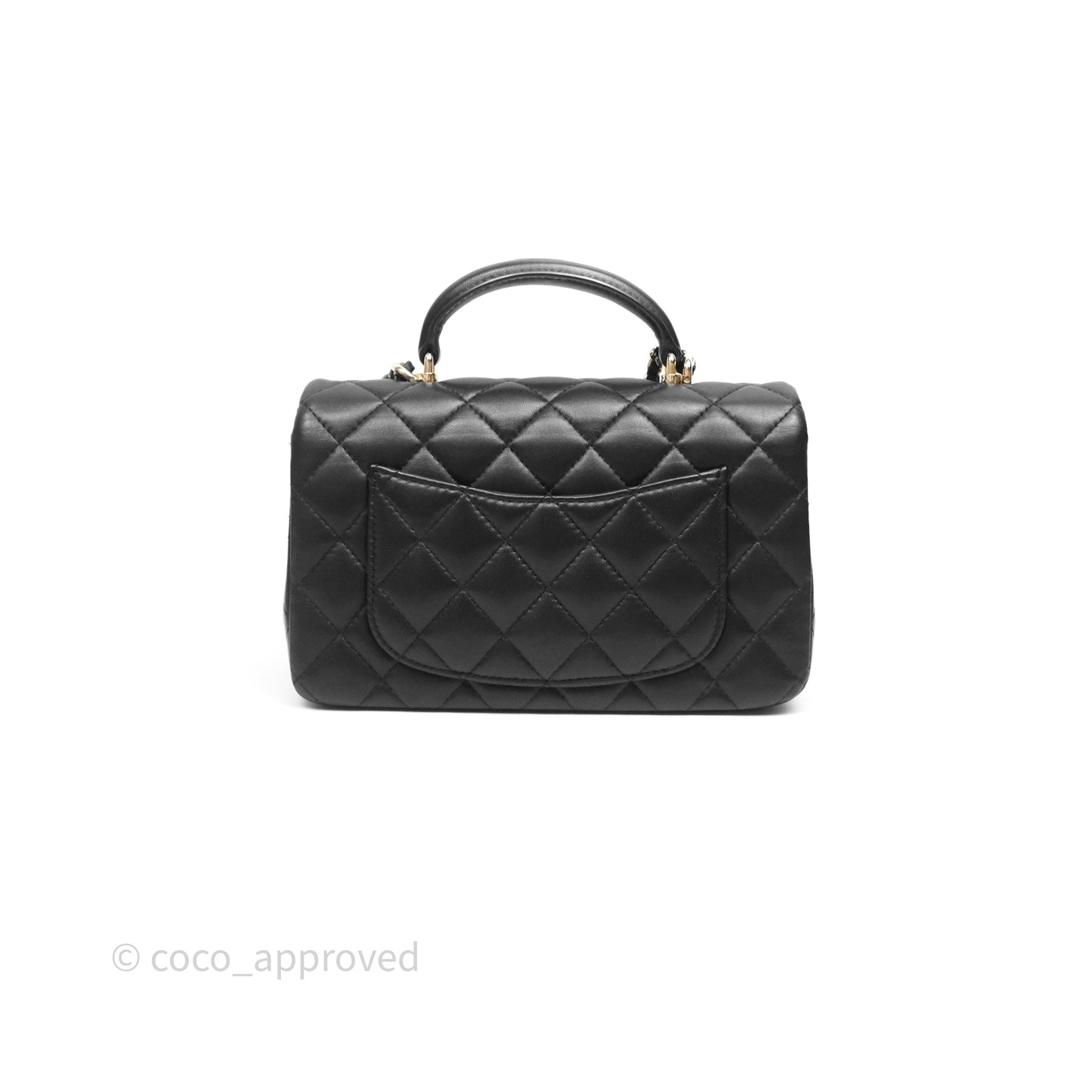 Chanel Top Handle Mini Rectangular Flap Black Lambskin Gold Hardware
