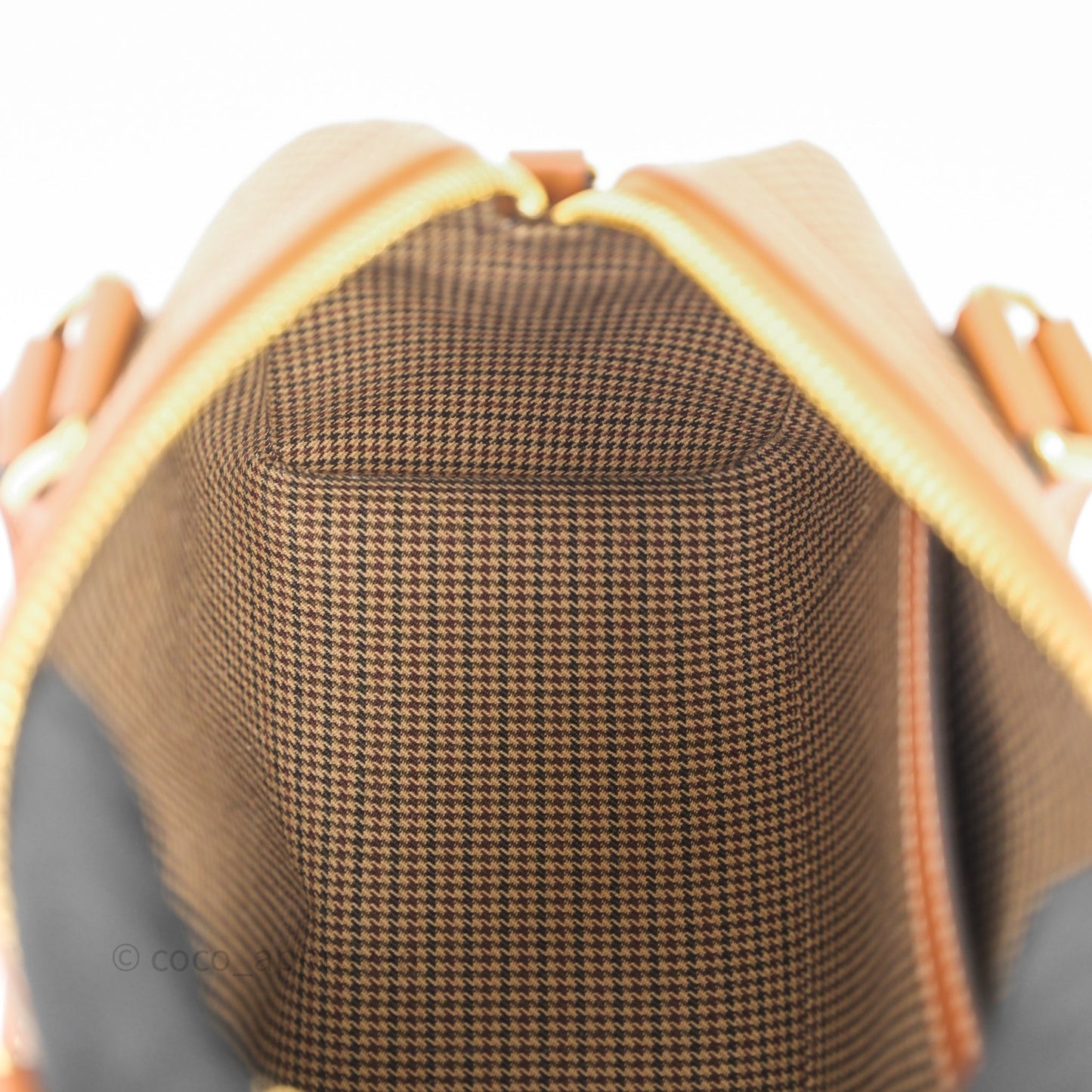 Celine Small Brown Houndstooth Boston Cuir Triomphe Tan Smooth Calfskin Bag