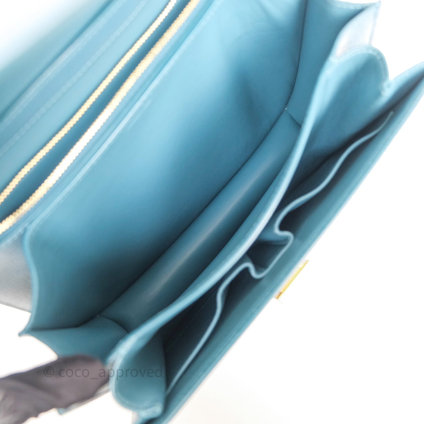 Celine Medium Classic Box Flap Blue Green Calfskin Gold Hardware
