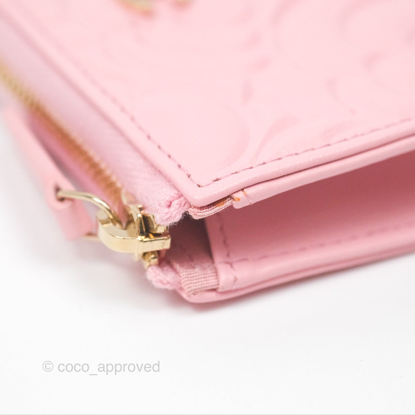 Chanel Key Holder Case Pink Camellia Embossed Lambskin Gold Hardware