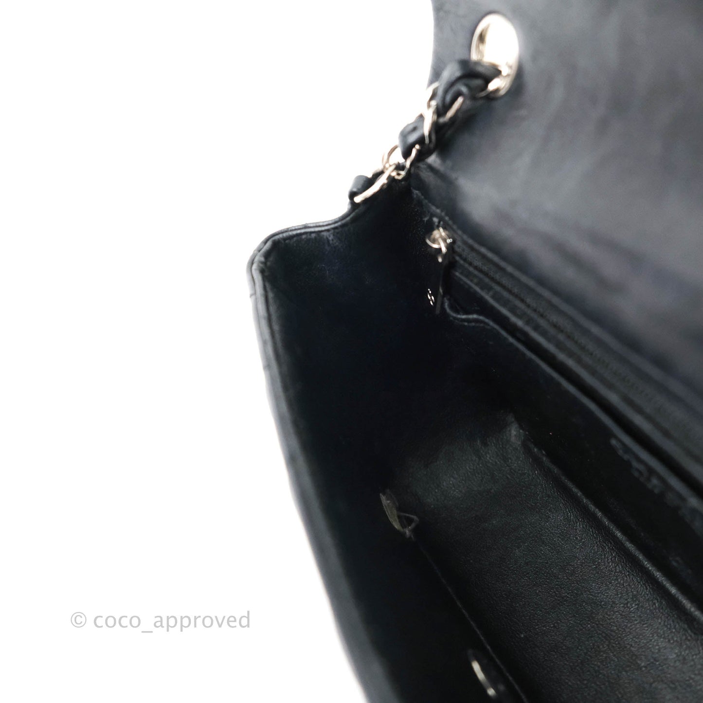 Chanel Classic Quilted Mini Rectangular Flap Black Lambskin Silver Hardware