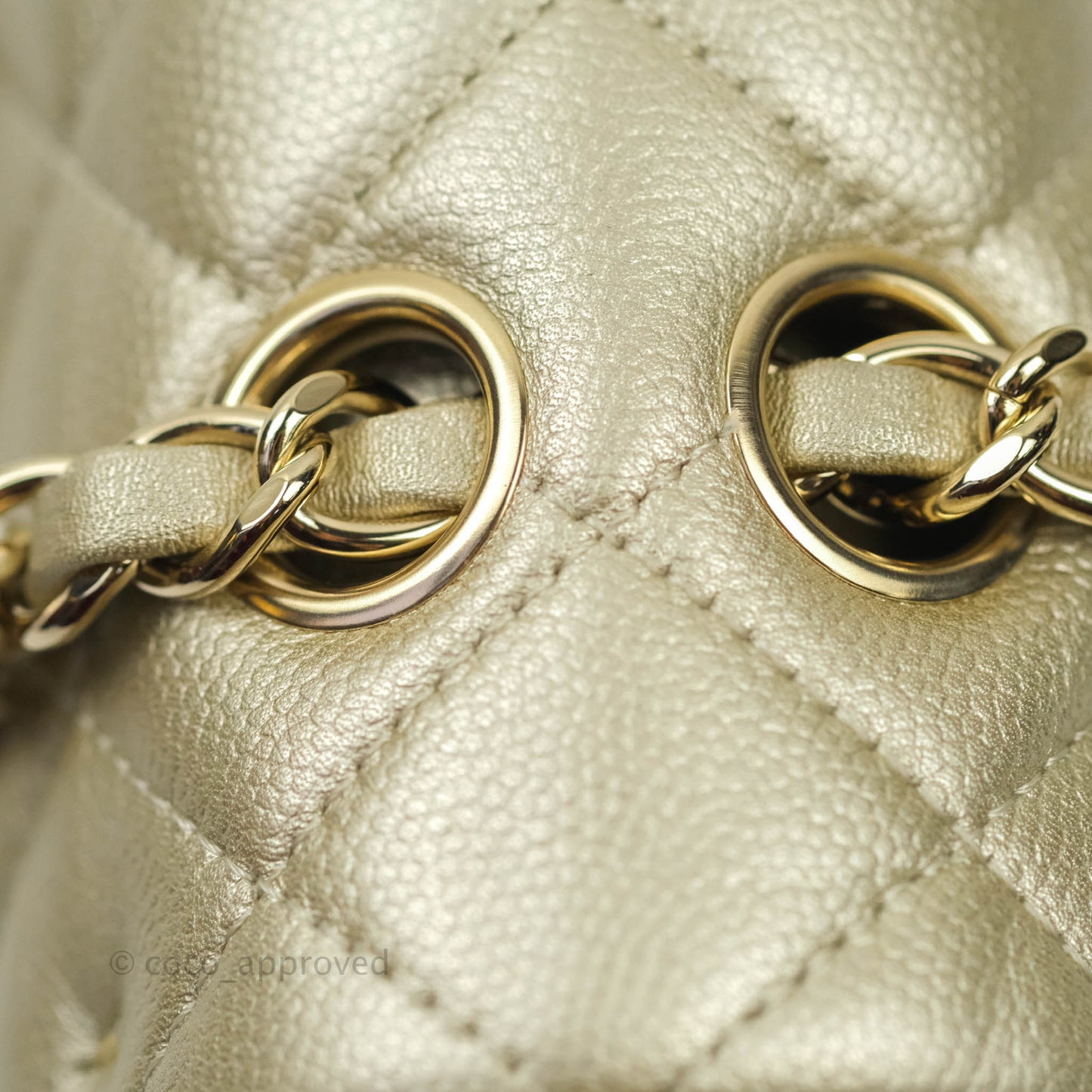 Chanel Classic M/L Medium Double Flap Bag Light Gold Caviar Gold Hardware
