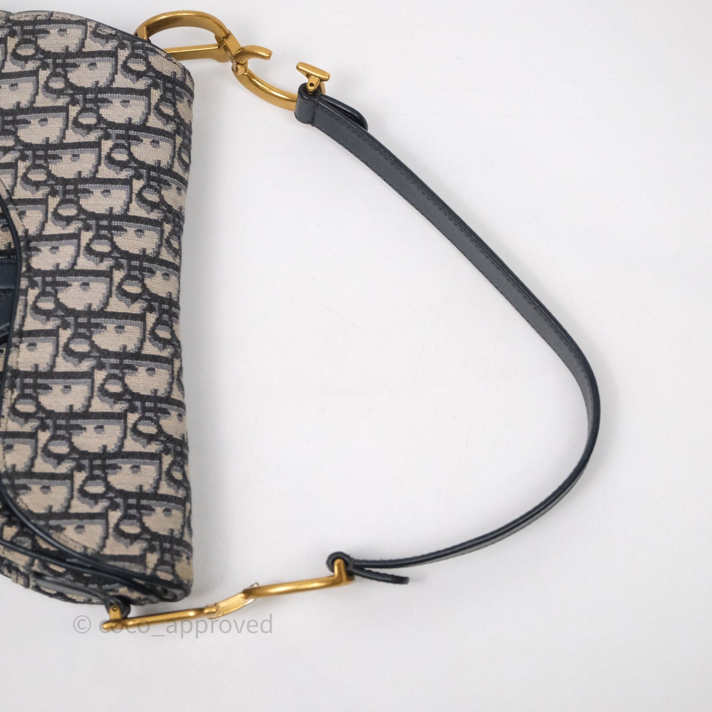 Christian Dior Saddle Bag Navy Dior Oblique Embroidery Gold Hardware