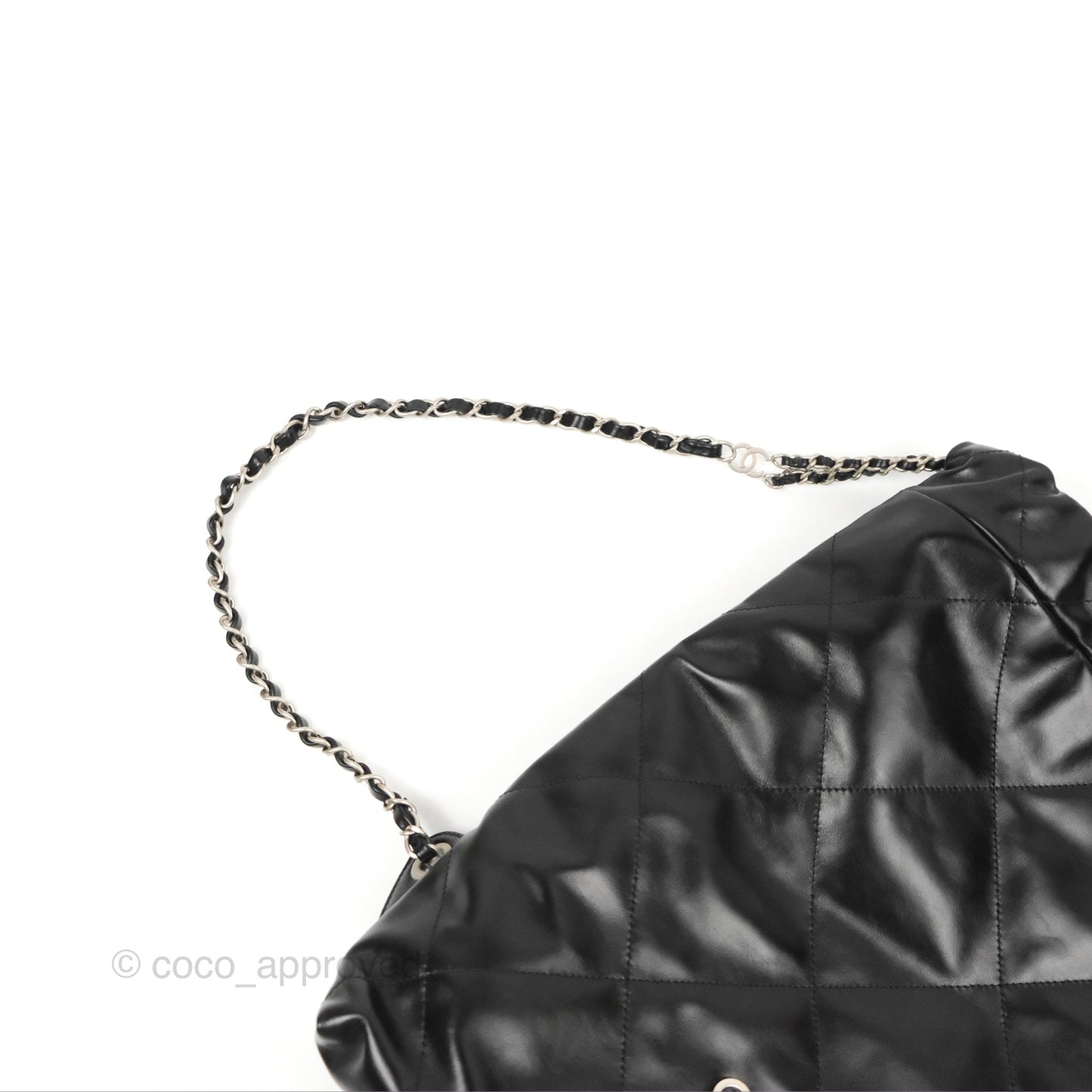 Chanel 22 Medium Shiny Calfskin Quilted Backpack Black