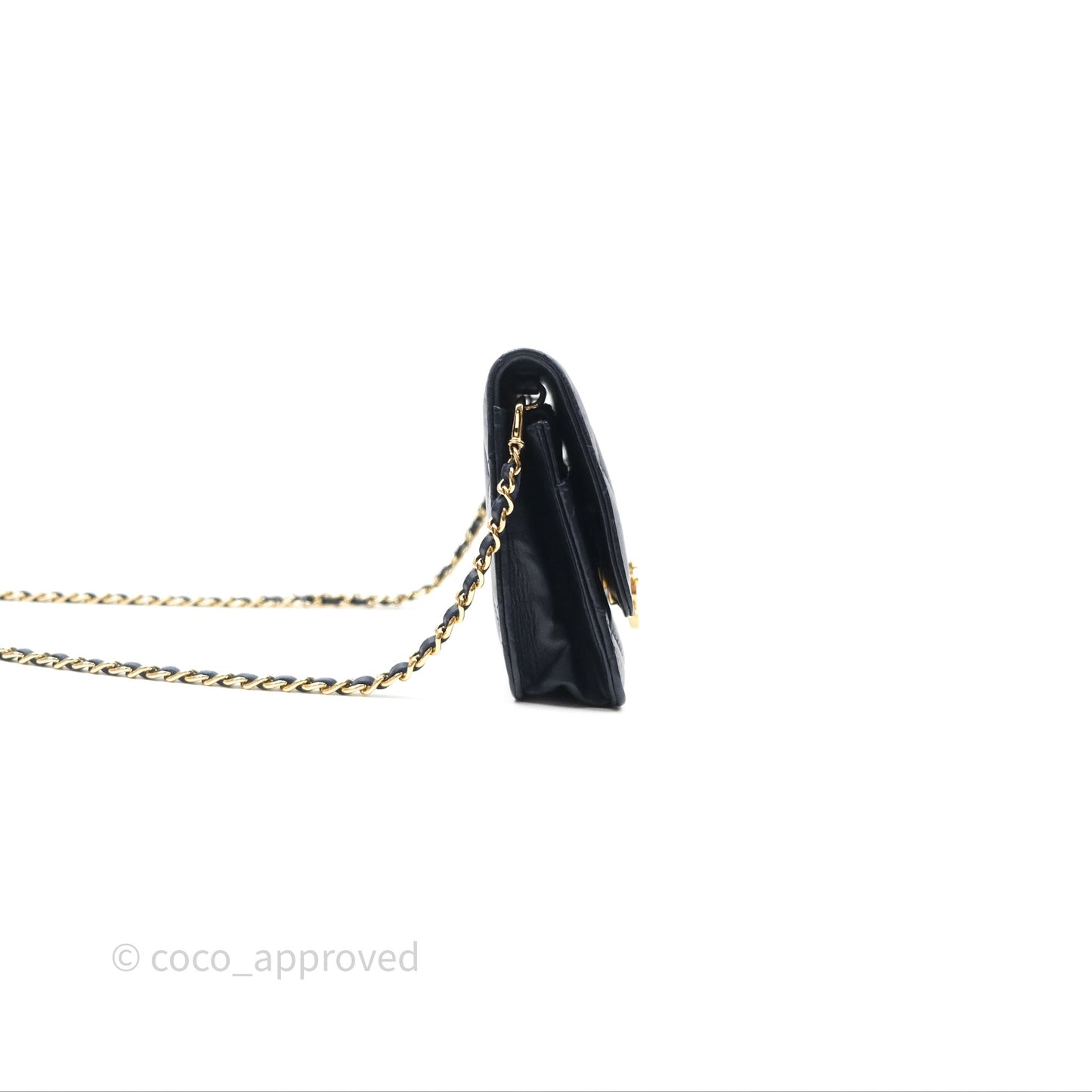 Chanel Golden Class Wallet on Chain WOC Navy Lambskin Gold Hardware