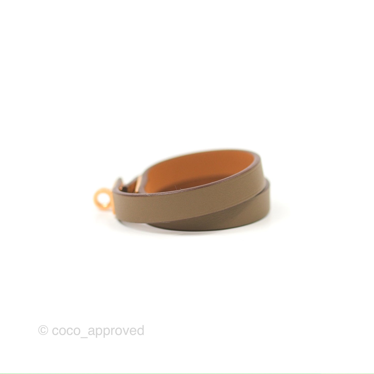 Hermès Kelly Double Tour Bracelet Etoupe Swift Rose Gold Hardware