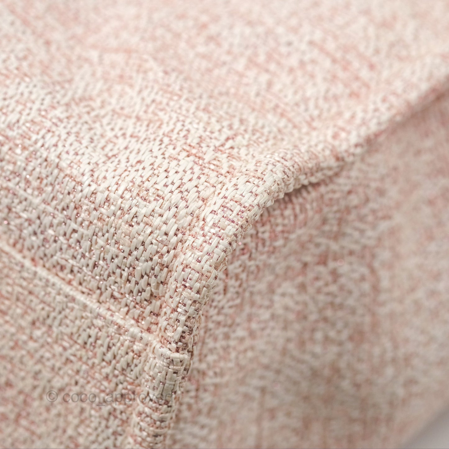 Chanel Large Deauville Tote Pink Woven Tweed Gold Hardware