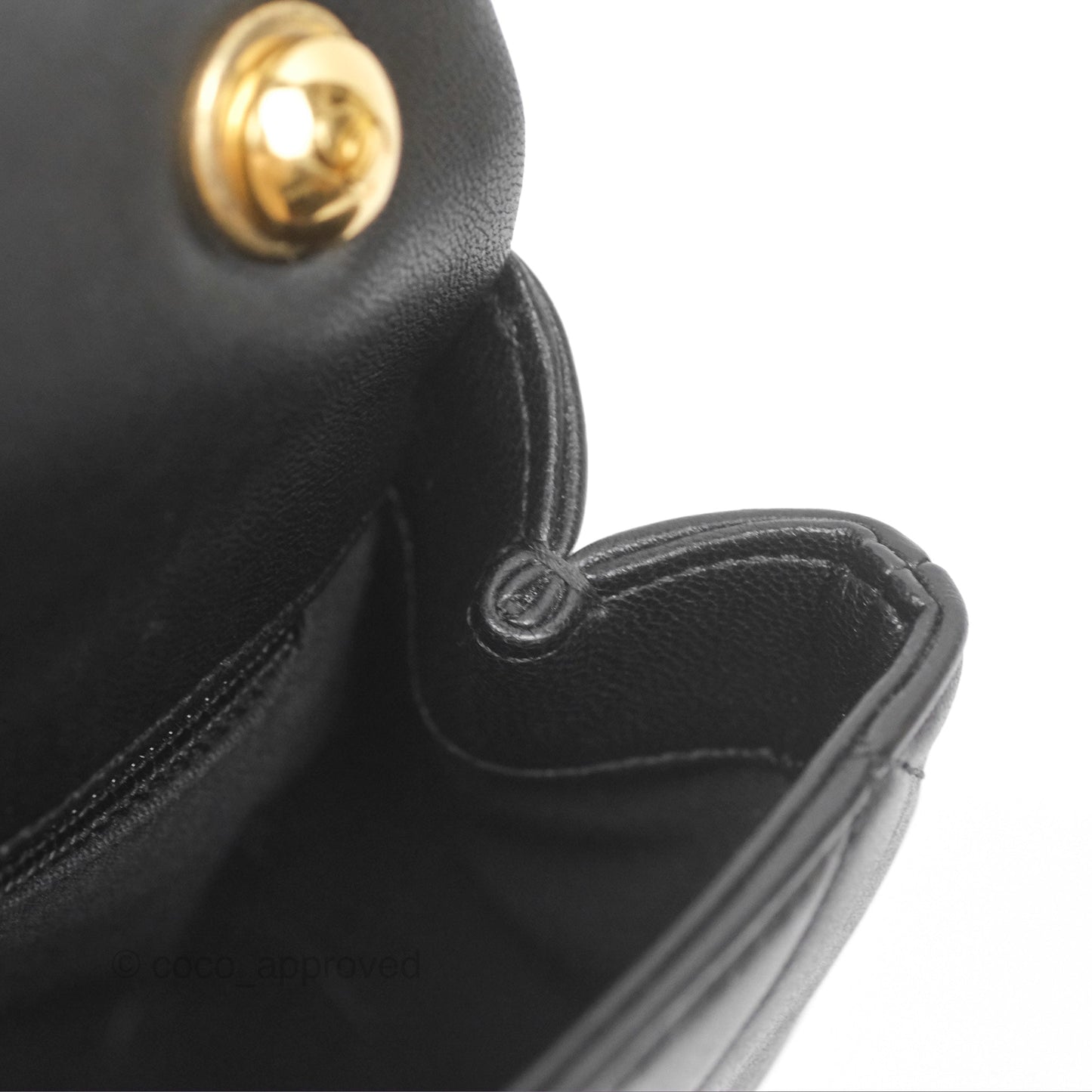 Chanel Mini Top Handle Flap Black Lambskin Aged Gold Hardware