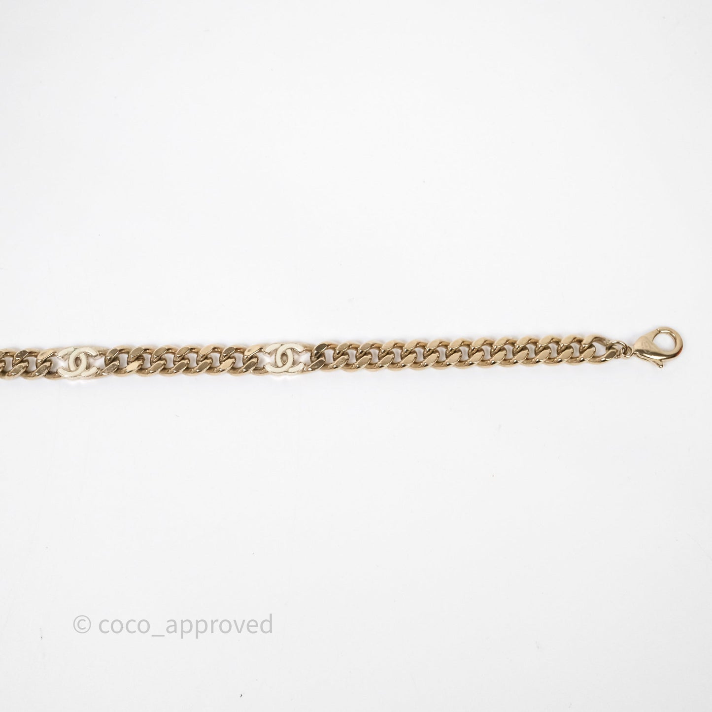 Chanel White CC Logo Chocker Gold Tone 22S