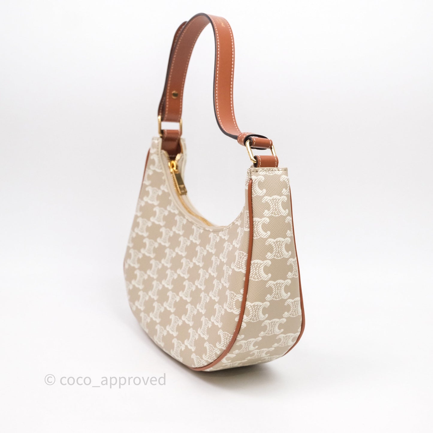 Celine Ava Bag In Triomphe Canvas Calfskin Grege
