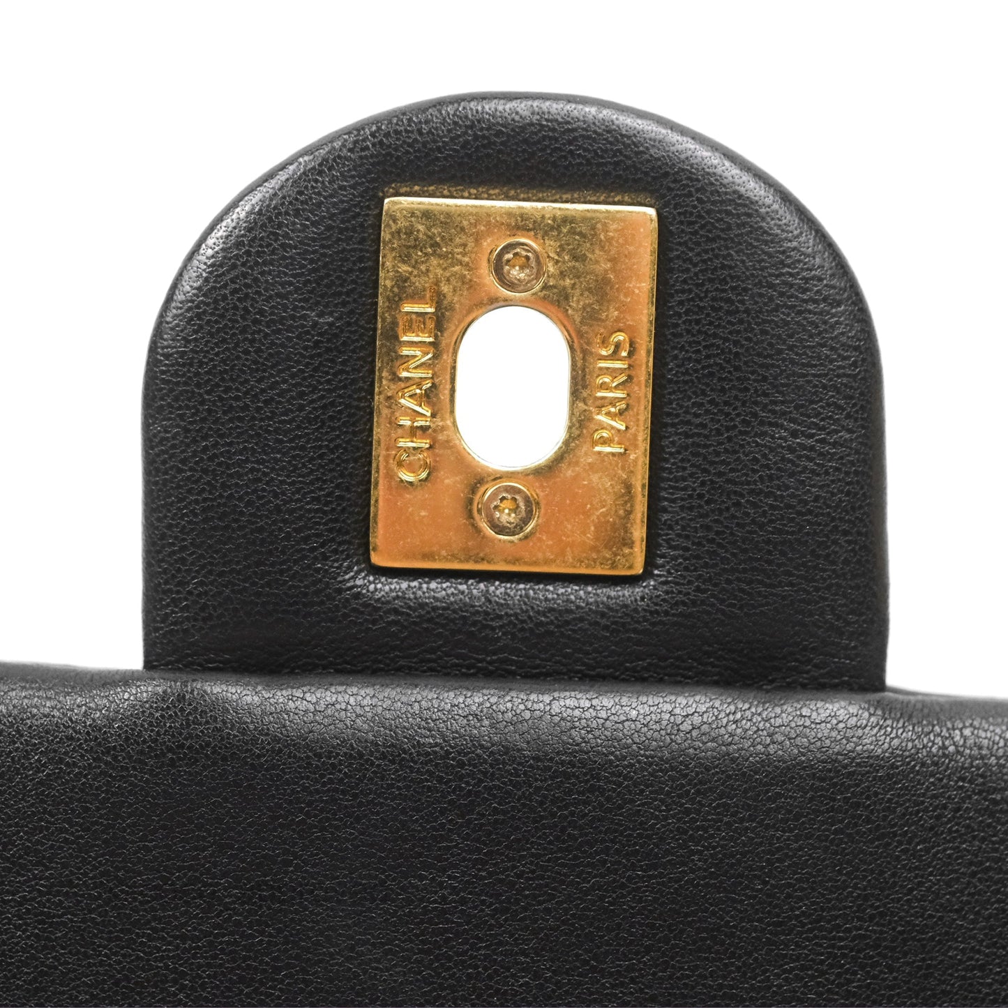 Chanel Mini Top Handle Flap Black Lambskin Aged Gold Hardware