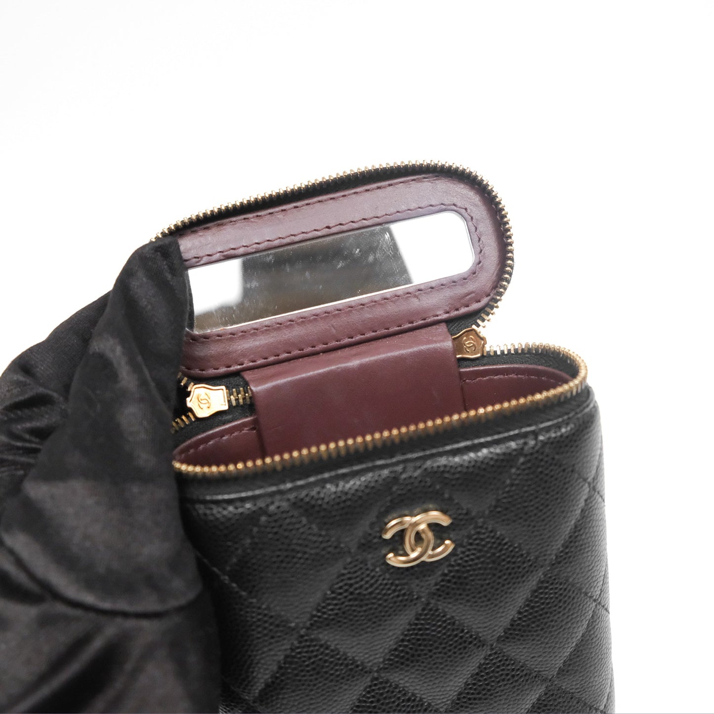 Chanel Classic Mini Vanity With Chain Black Caviar Gold Hardware