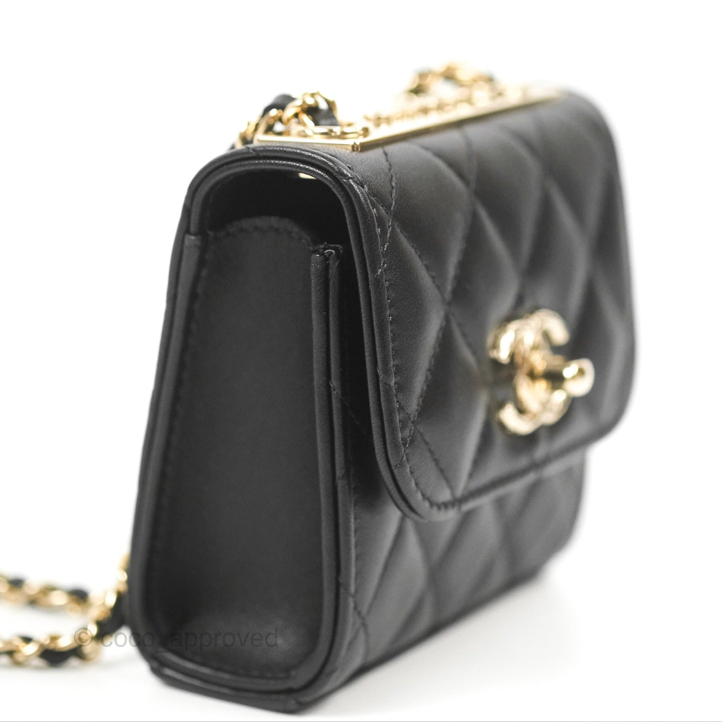 Chanel Mini Quilted Clutch With Chain Black Lambskin Gold Hardware