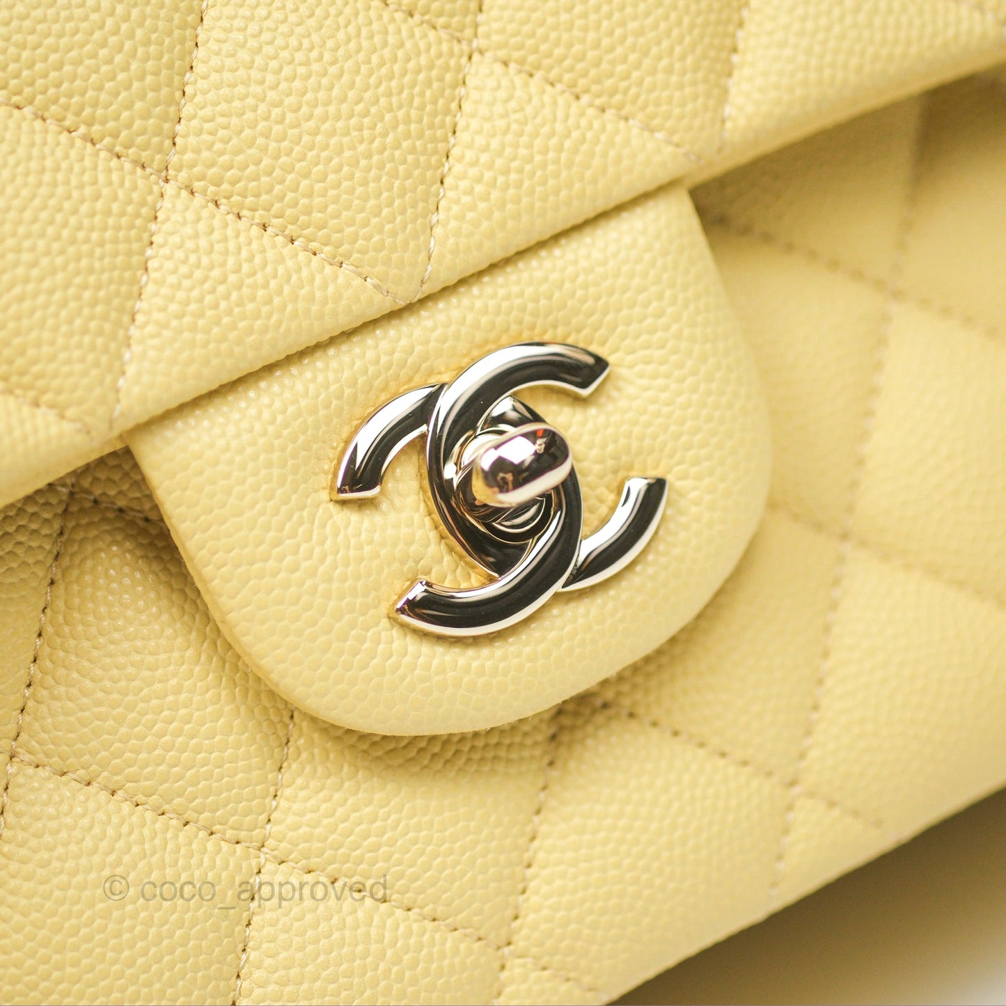 Chanel Small Classic Quilted Flap Yellow Caviar Gold Hardware