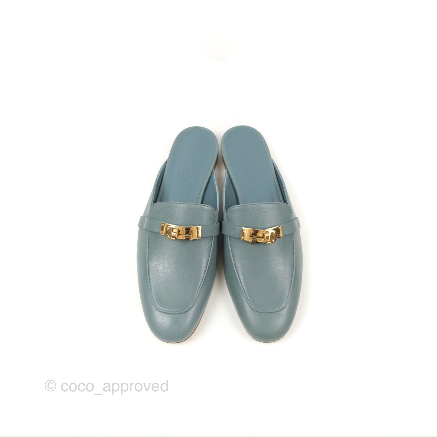 Hermès Oz Mules Bleu Pinede Calfskin Gold Hardware Size 37.5