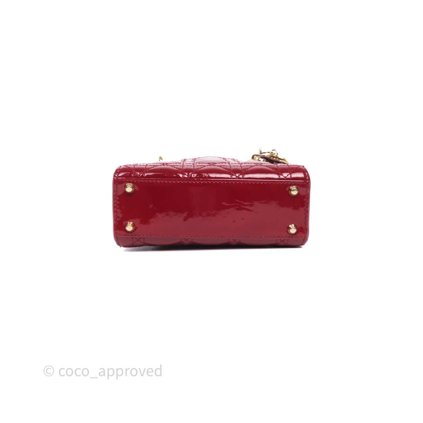 Christian Dior Mini Lady Dior Bag Red Patent Gold Hardware