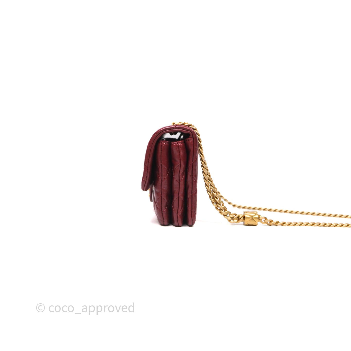 Chanel Small All Slide Adjustable Chain Flap Bag Burgundy Lambskin Aged Gold Hardware