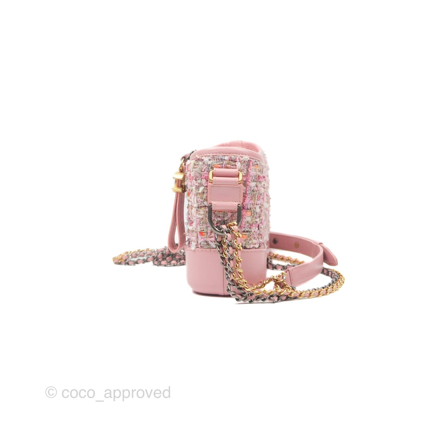Chanel Small Gabrielle Hobo Quilted Pink Tweed Aged Calfskin