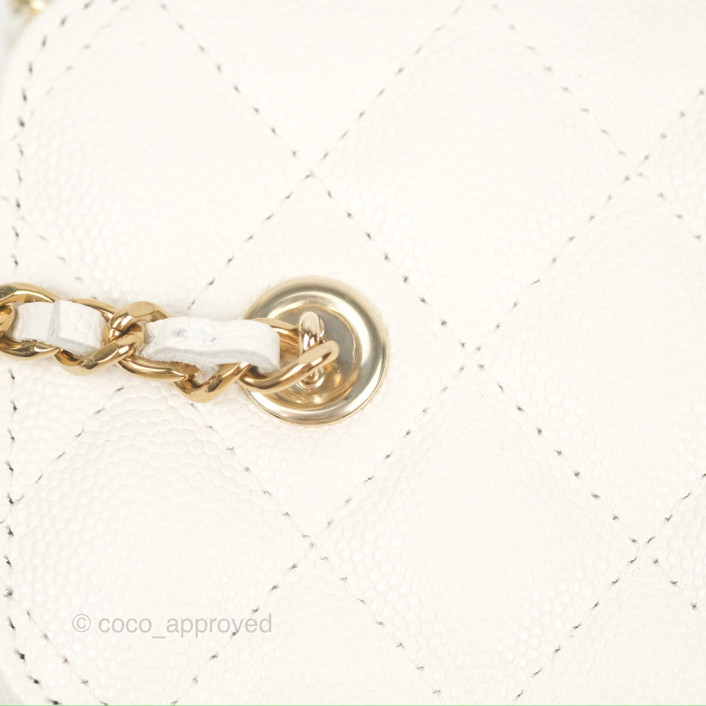 Chanel Classic Vanity Rectangular with Chain White Caviar Gold Hardware