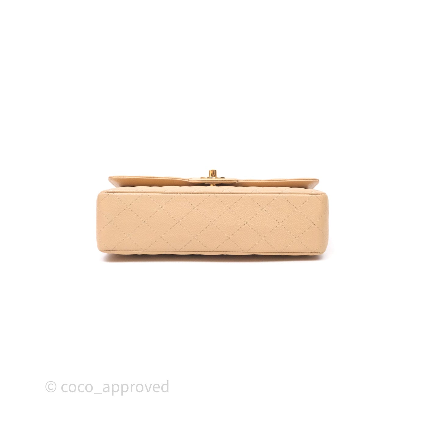 Chanel Classic M/L Medium Flap Quilted Beige Caviar Gold Hardware