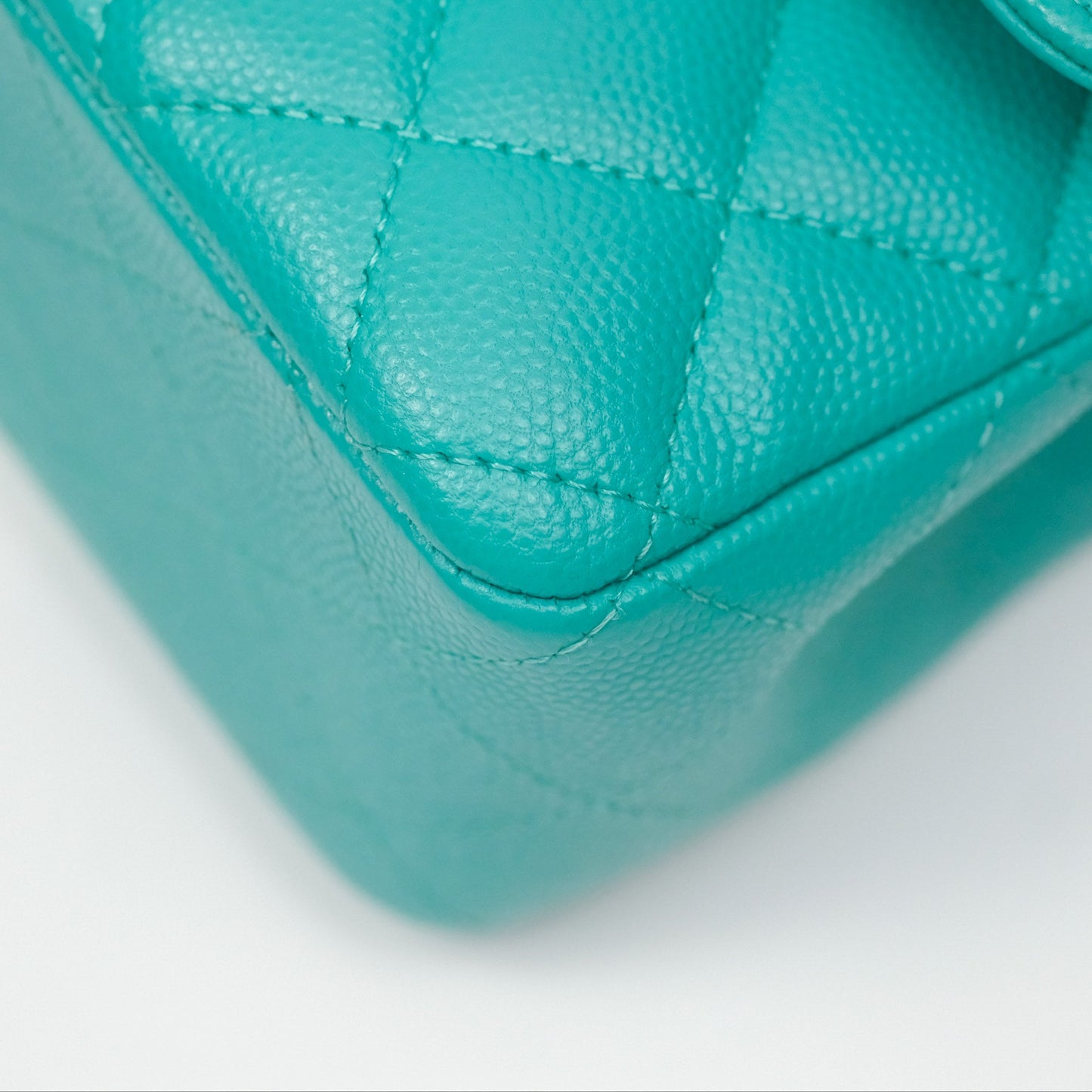 Chanel Mini Rectangular Flap Quilted Turquoise Caviar Gold Hardware